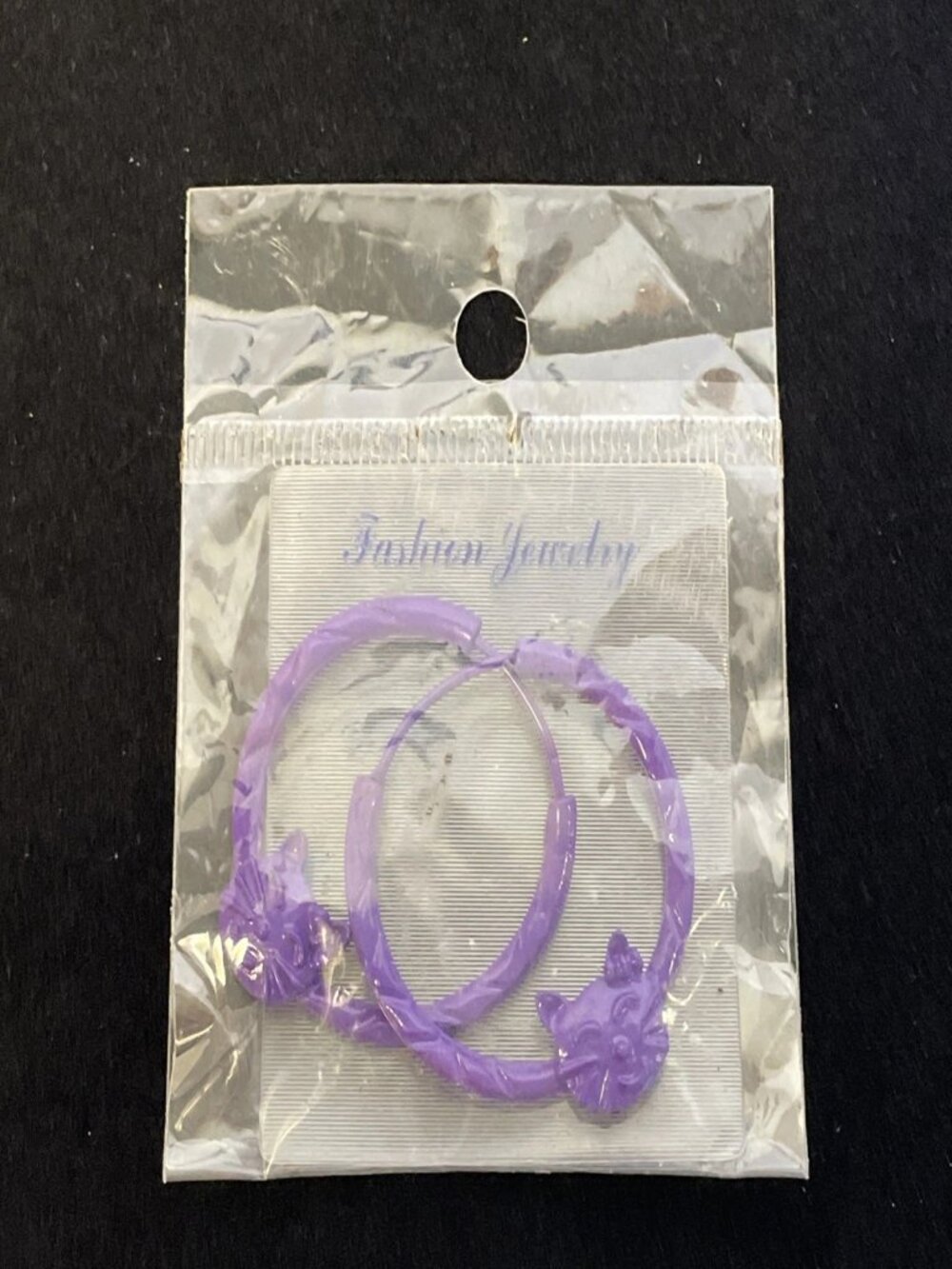 Purple Cat Hoop Earrings Enamel Kitten Kitty Animal Silhouette Jewelry Gift - Picture 6 of 7